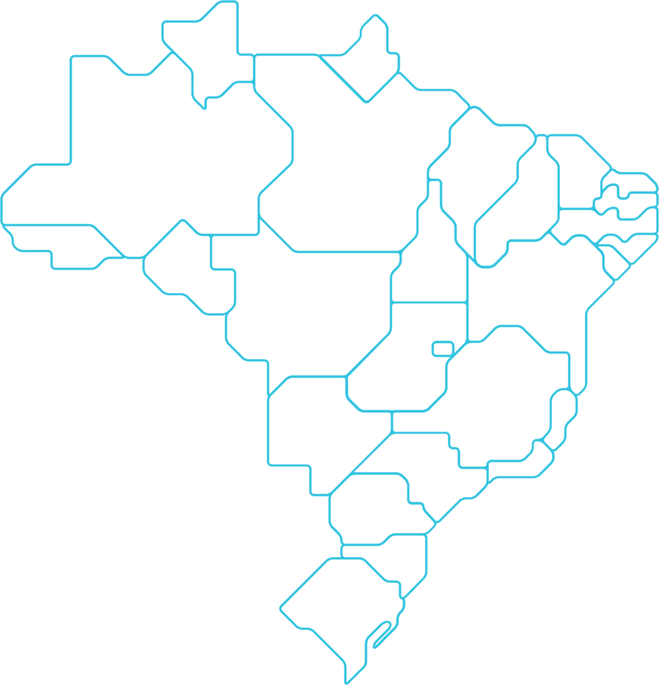 Mapa do Brasil com cidades onde o Bora pra Quadra está presente